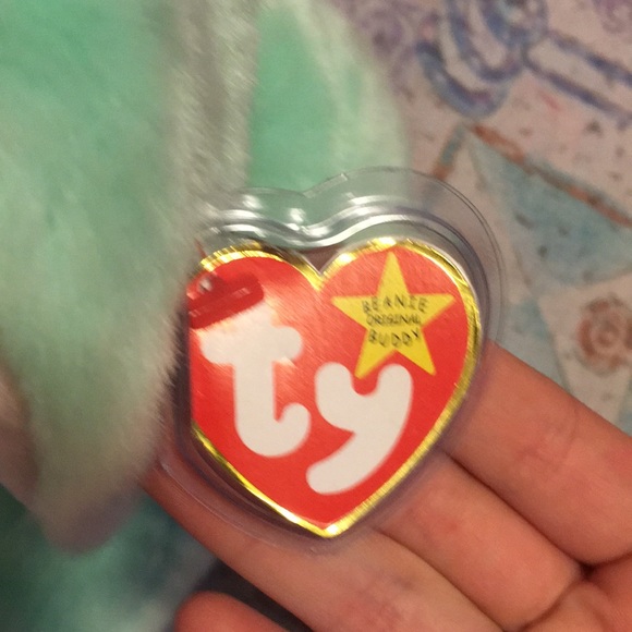 TY limited edition original beanie buddy teal bunny - Picture 2 of 5